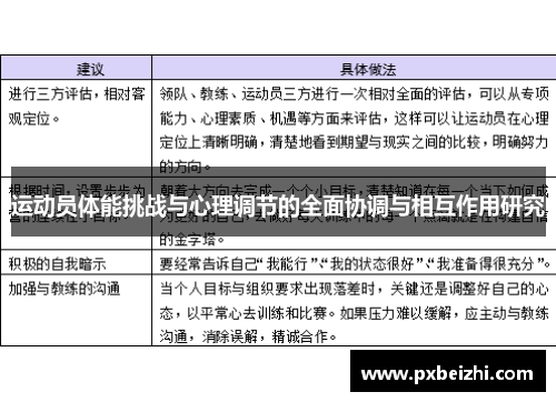 运动员体能挑战与心理调节的全面协调与相互作用研究